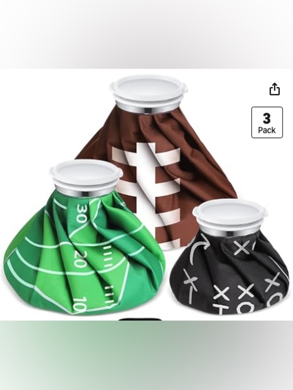 3 Pieces Ice Bags for Injuries - Football Theme